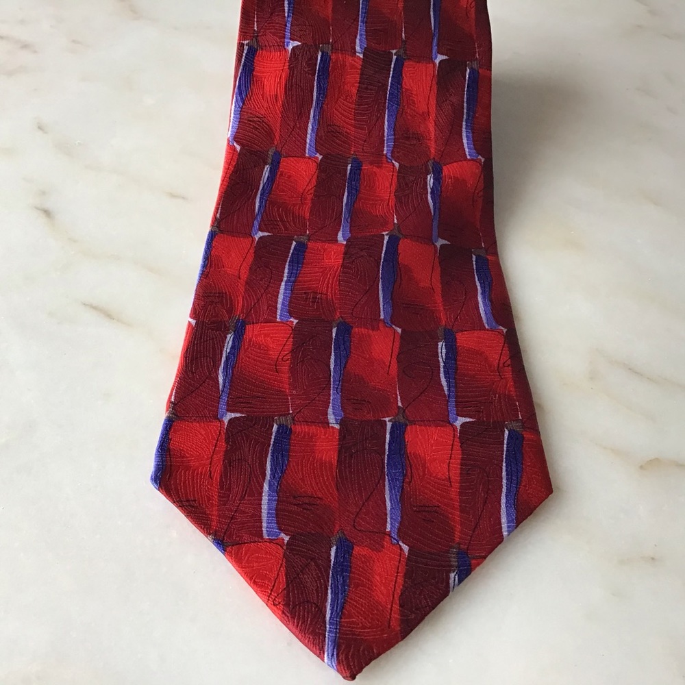 J. Garcia Scaly monster and blue man silk necktie